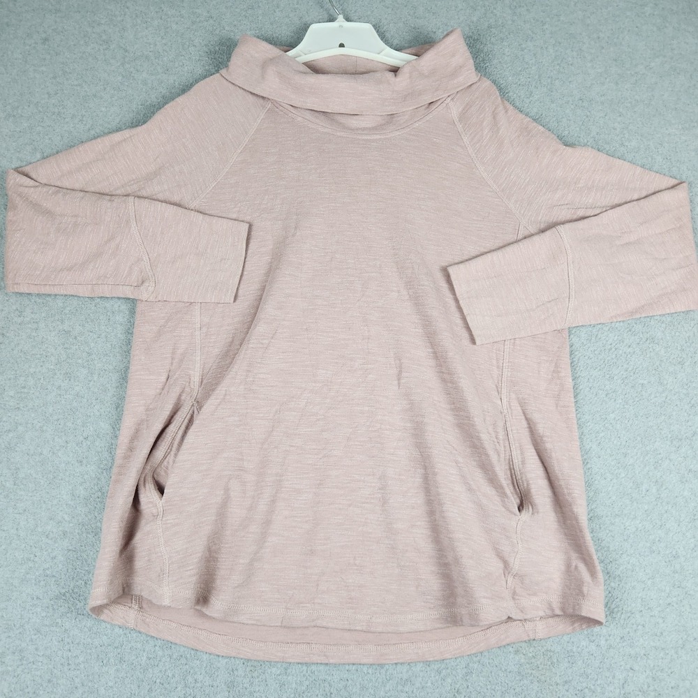 Christopher & Banks Top Women XL Pink Thumbholes Pockets Slub Cowl Neck Pullover